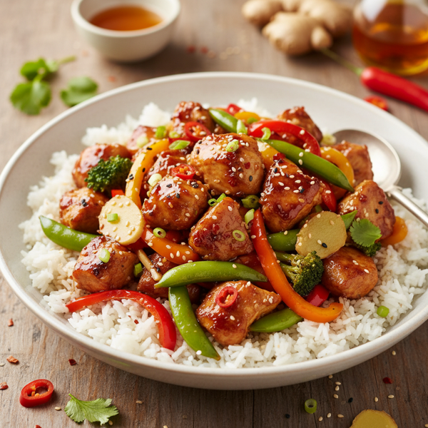 Sweet & Spicy Ginger Honey Chicken Stir Fry recipe
