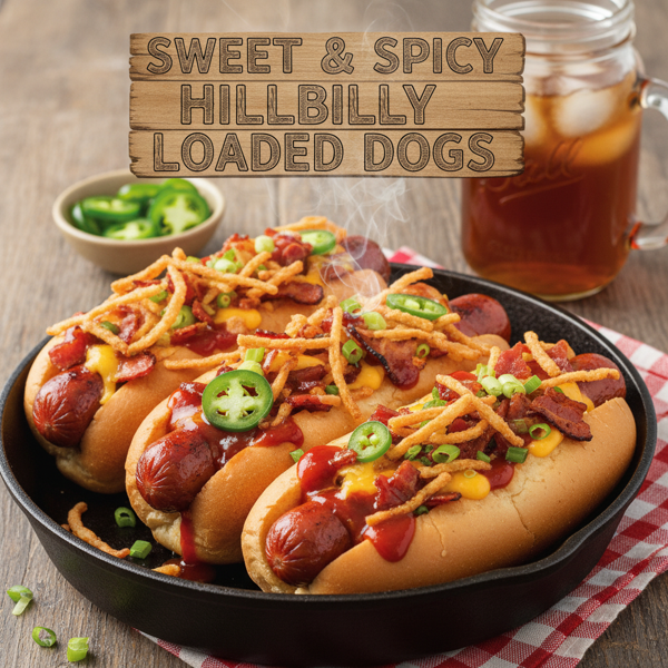 Sweet & Spicy Hillbilly Loaded Dogs recipe