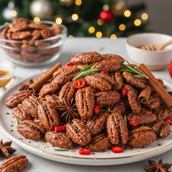 Sweet & Spicy Holiday Pecans recipe
