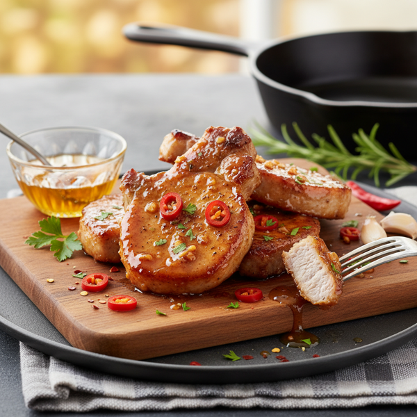 Sweet & Spicy Honey Garlic Pork Chops recipe