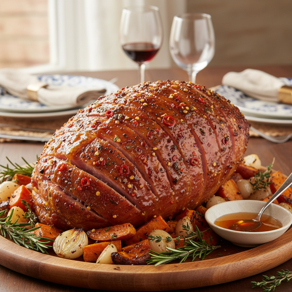 Sweet & Spicy Honey Glazed Ham recipe