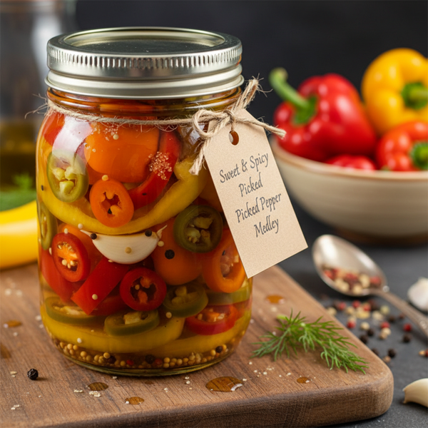 Sweet & Spicy Pickled Pepper Medley recipe