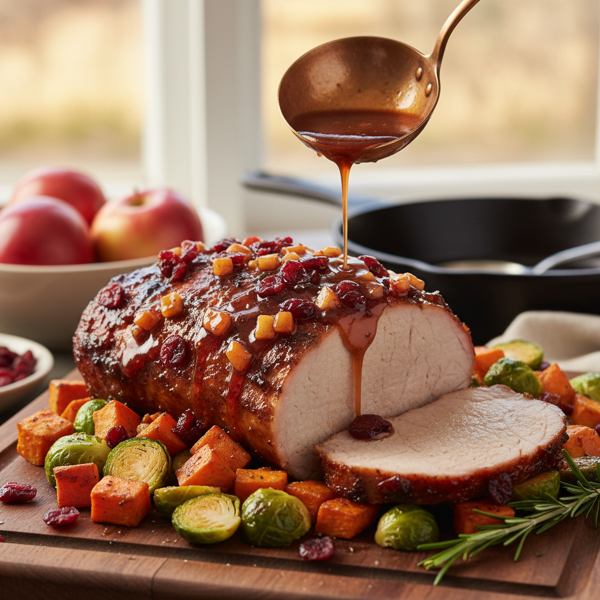 Sweet & Tangy BBQ Pork Loin with Apple-Cranberry Glaze recipe