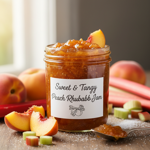 Sweet & Tangy Peach Rhubarb Jam recipe