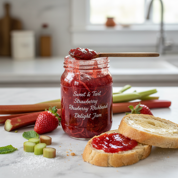 Sweet & Tart Strawberry Rhubarb Delight Jam recipe
