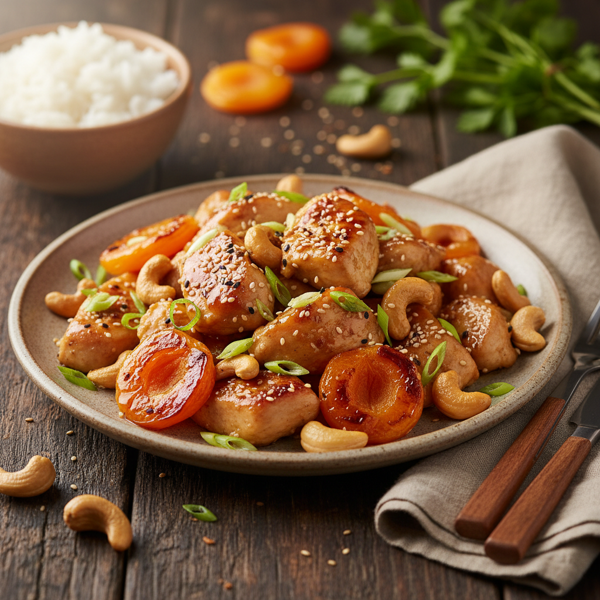 Sweet and Savory Apricot Cashew Chicken recipe