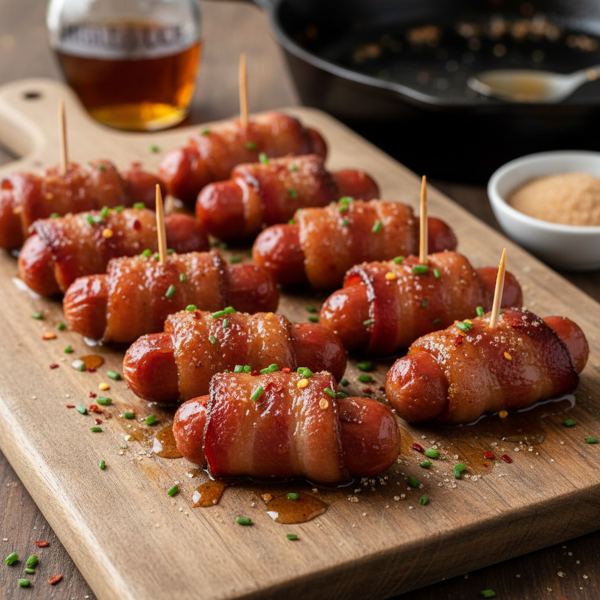 Sweet and Savory Bacon-Wrapped Cocktail Franks recipe