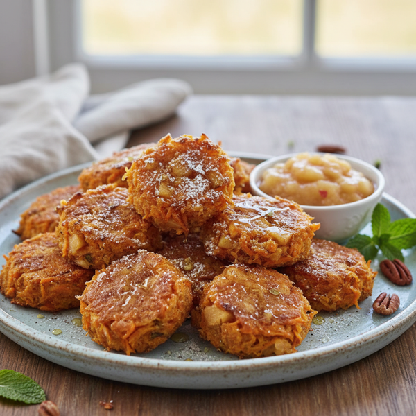 Sweet and Savory Carrot-Kugel Bites with Applesauce recipe