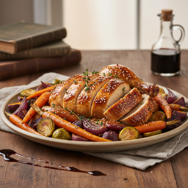 Sweet and Savory Honey-Balsamic Chicken with Roasted Vegetables recipe
