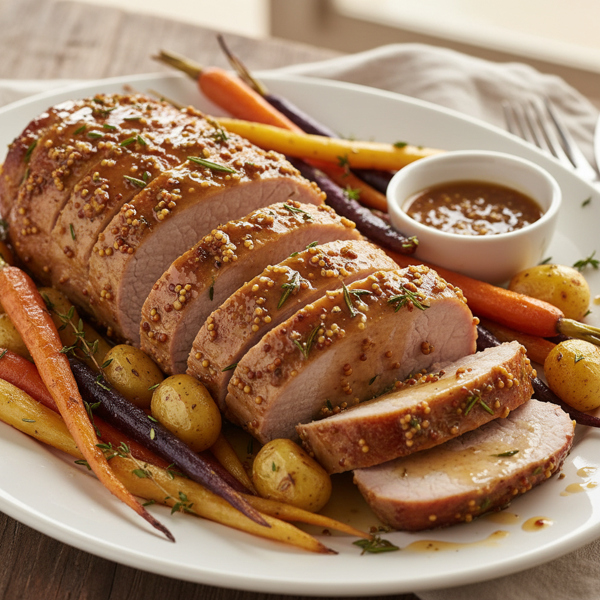 Sweet and Savory Honey Mustard Glazed Pork Tenderloin recipe