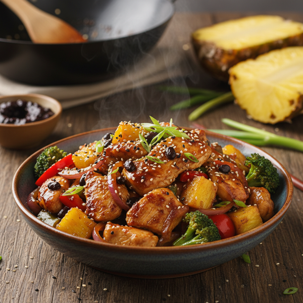 Sweet and Savory Pineapple Chicken Stir-Fry with Black Bean Sauce recipe
