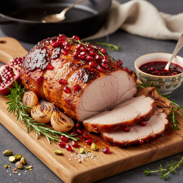 Sweet and Savory Pomegranate-Glazed Pork Roast recipe