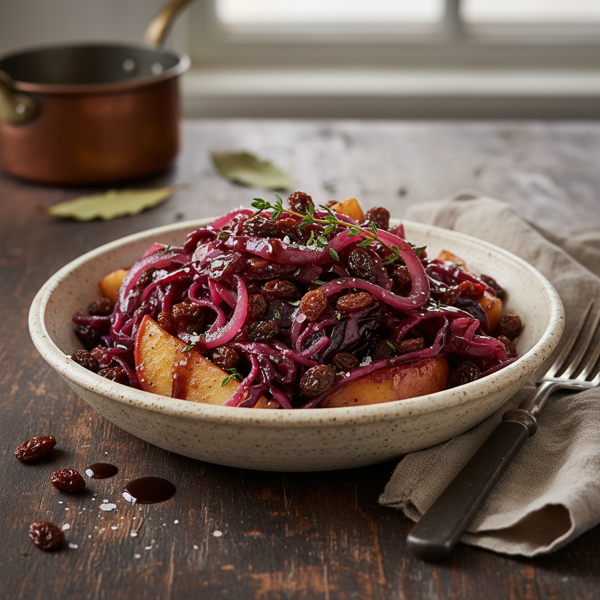 Sweet and Savory Sautéed Red Cabbage with Raisins recipe