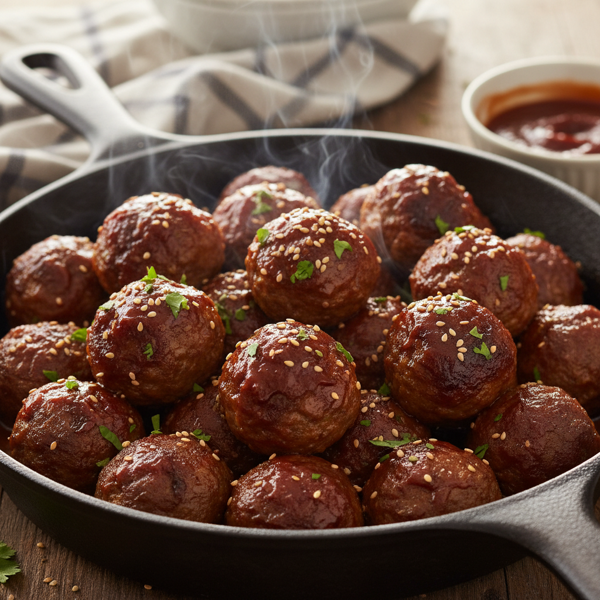 Sweet and Smoky Baked Barbecue Meatballs recipe