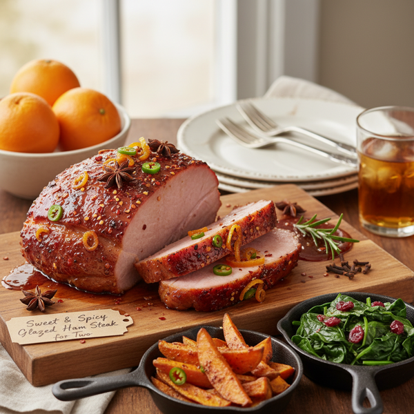 Sweet and Spicy Glazed Ham Steak for Two recipe