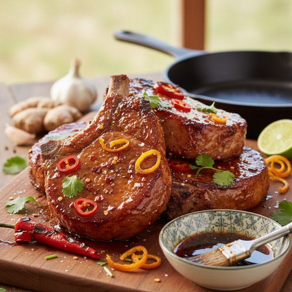 Sweet and Spicy Glazed Pork Chops recipe