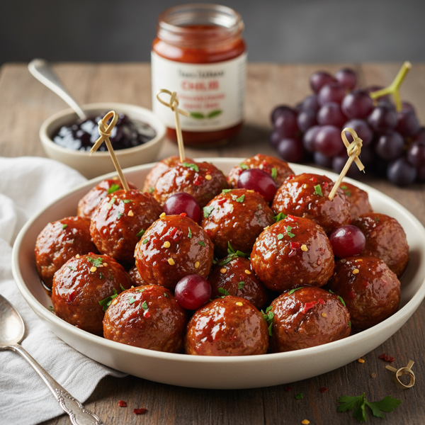 Sweet and Spicy Grape Jelly Meatballs recipe