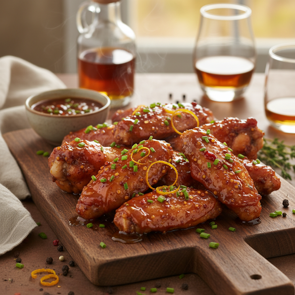 Sweet and Spicy Honey Bourbon Mustard Wings recipe