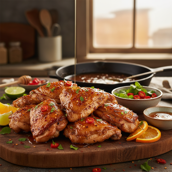 Sweet and Spicy Honey Glazed Chicken Thighs recipe