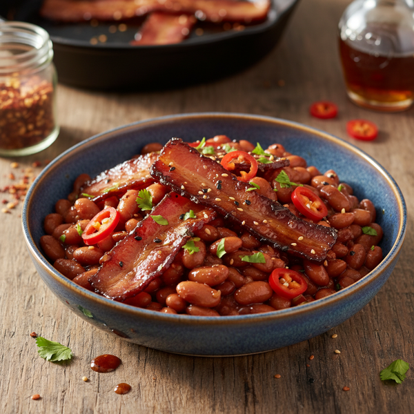 Sweet and Spicy No-Bake Bacon Beans recipe