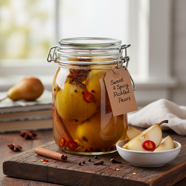 Sweet and Spicy Pickled Pears recipe