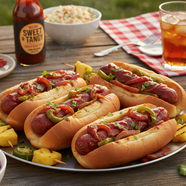 Sweet and Tangy Barbecued Hot Dogs recipe