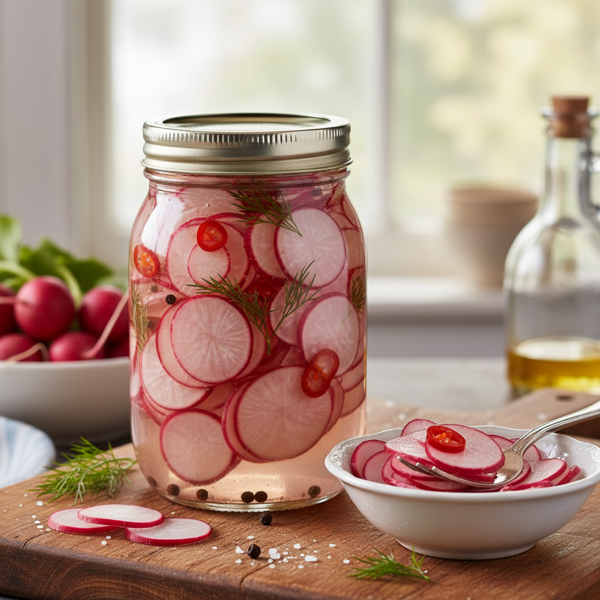 Sweet and Tangy Pickled Radishes recipe