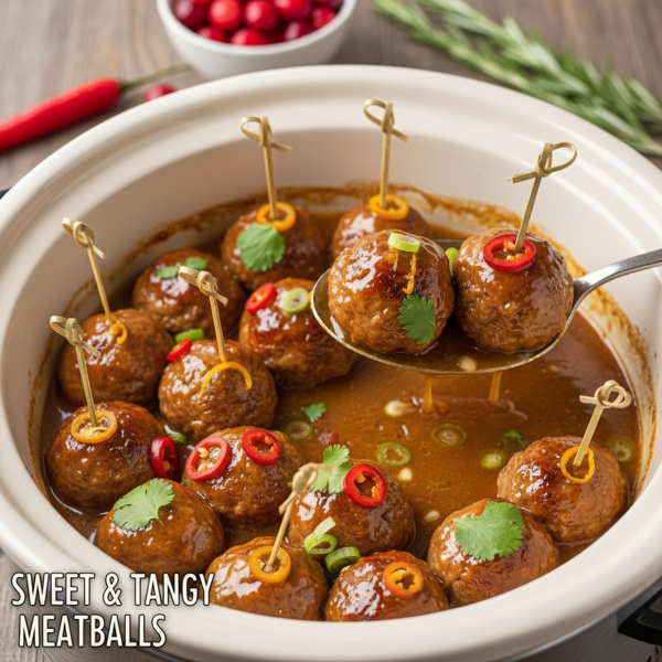 Sweet and Tangy Slow-Cooker Meatball Appetizer recipe