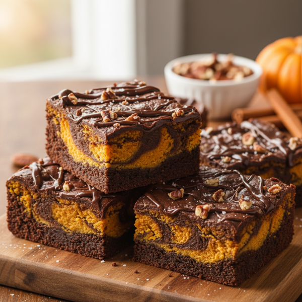 Swirled Chocolate-Pumpkin Delight Brownies recipe