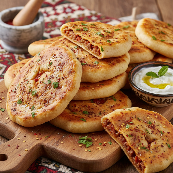 Syrian Spicy Flatbread Rolls recipe