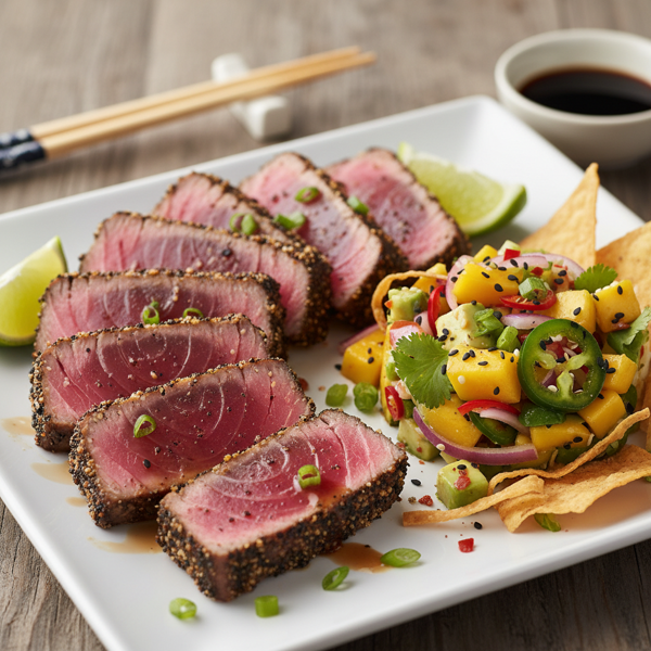 Szechuan Seared Ahi Tuna with Mexi-Asian Salsa recipe
