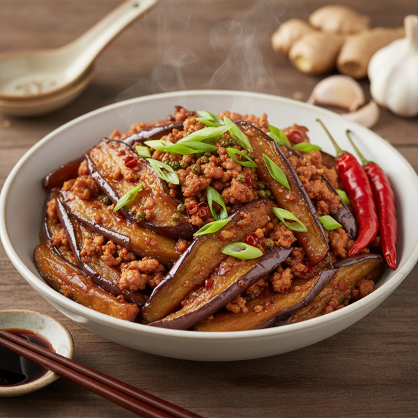 Szechuan Spicy Eggplant Stir-Fry with Pork recipe