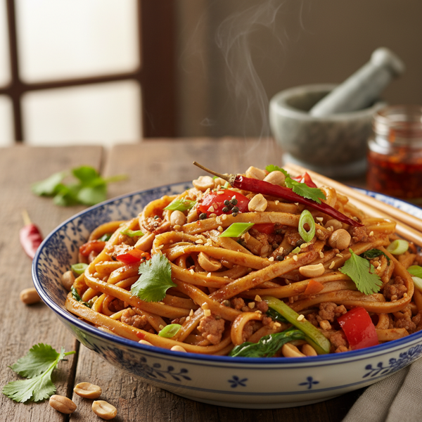 Szechuan Spicy Peanut Noodle Stir-Fry recipe