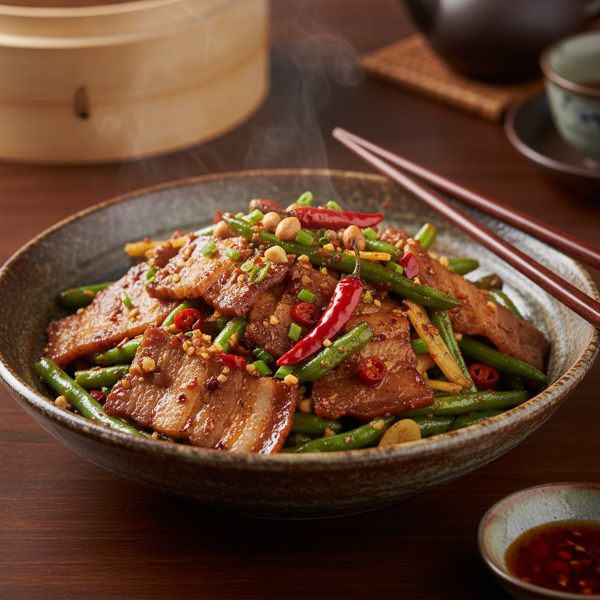 Szechuan Spicy Pork and Green Beans Stir-Fry recipe