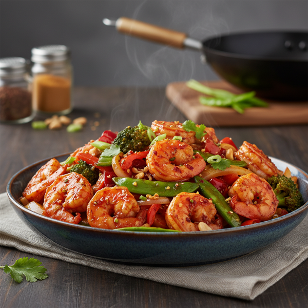 Szechuan Spicy Prawns with Crunchy Veggies recipe
