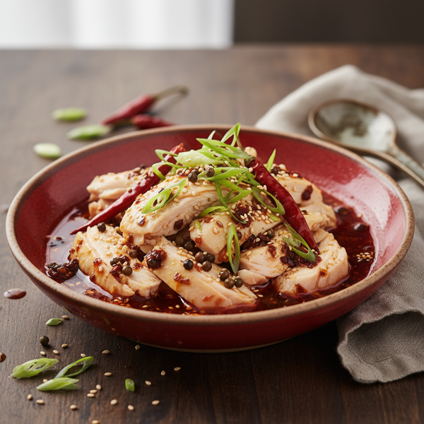 Szechuan Style Poached Chicken with Scallions recipe