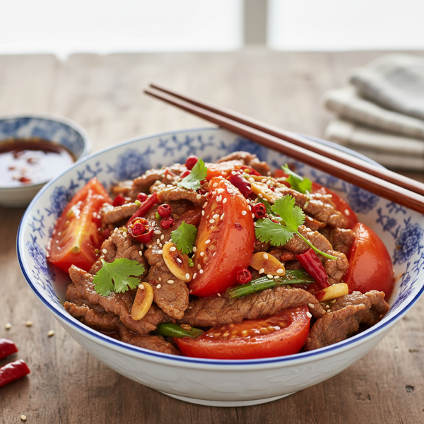 Szechuan Tomato Beef Stir-Fry recipe
