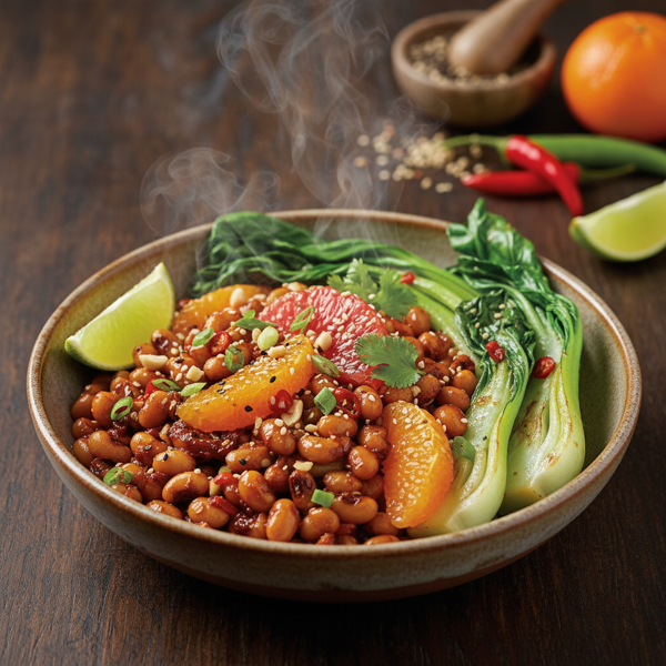 Szechwan Black-Eyed Peas with Bok Choy & Citrus recipe