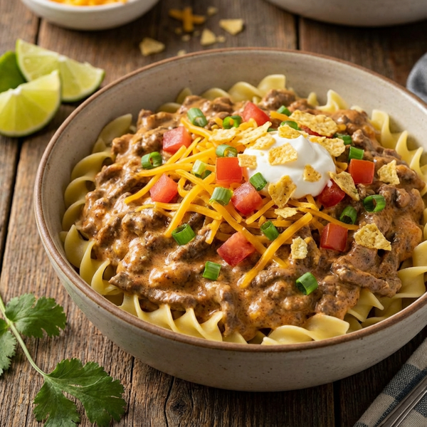 Taco Beef Stroganoff Delight recipe