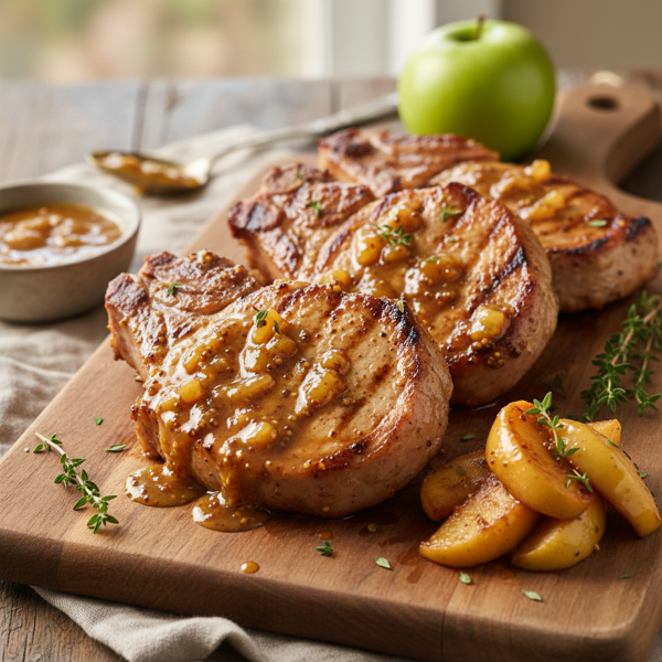 Tangy Apple-Mustard Glazed Pork Chops recipe
