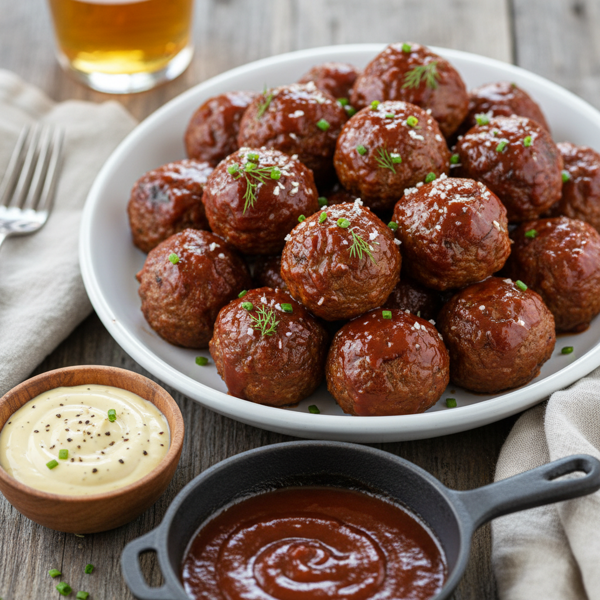 Tangy BBQ Horseradish Meatballs recipe
