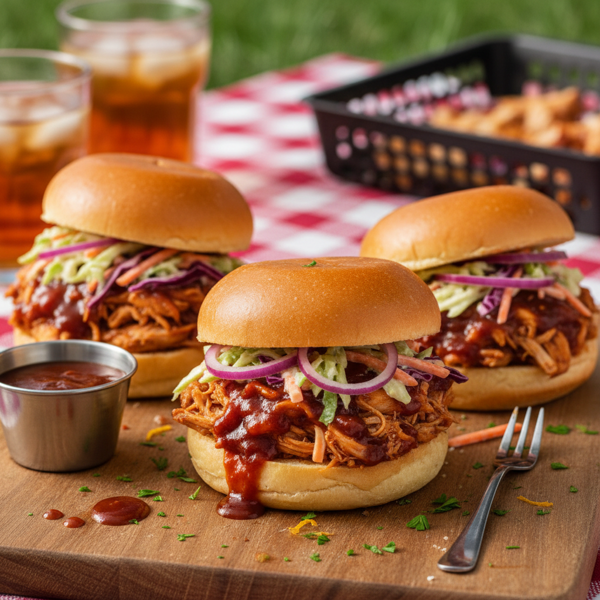 Tangy BBQ Pulled Chicken Sliders recipe