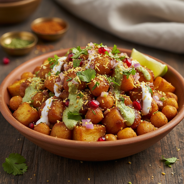 Tangy Chickpea and Potato Chaat recipe