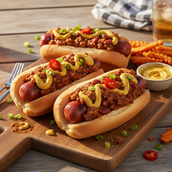 Tangy Chili Mustard Hot Dogs recipe