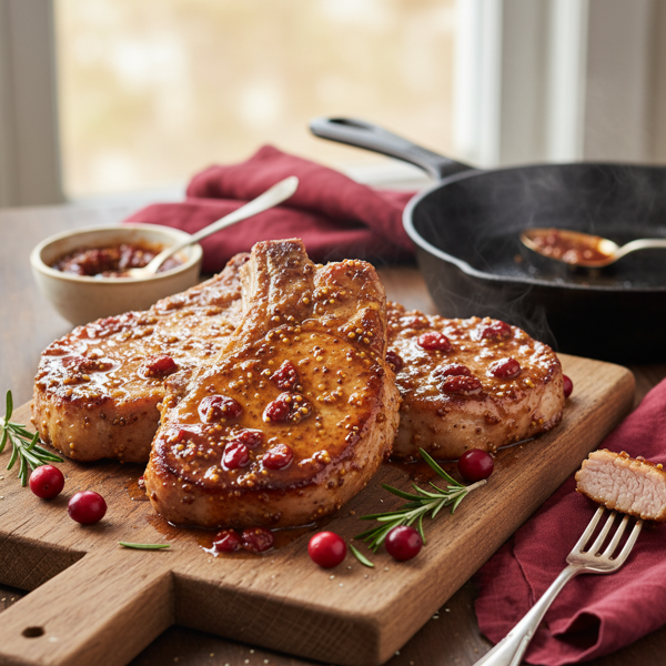 Tangy Cranberry-Mustard Glazed Pork Chops recipe