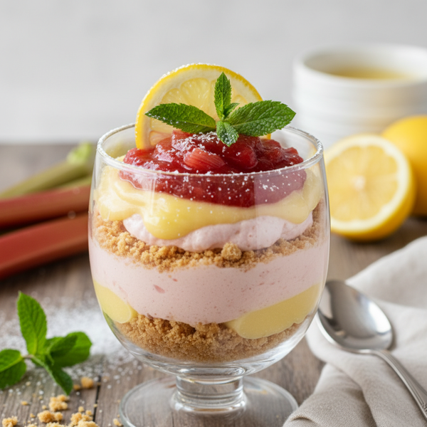 Tangy Lemony Rhubarb Dream Pudding recipe
