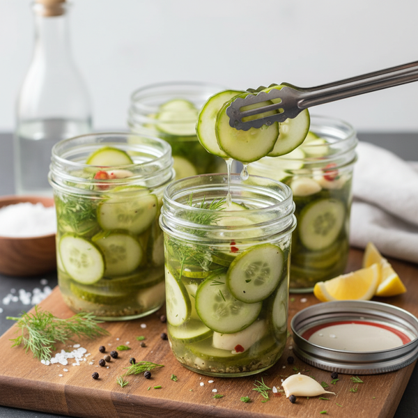 Tangy Refrigerator Pickled Cucumbers recipe
