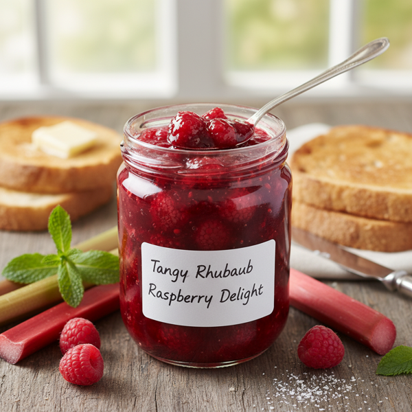 Tangy Rhubarb Raspberry Delight Jam recipe