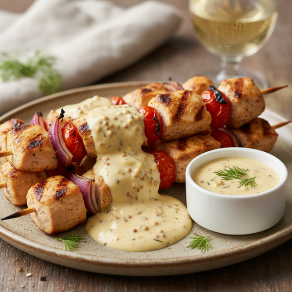 Tangy Sour Cream-Dijon Chicken Skewers recipe
