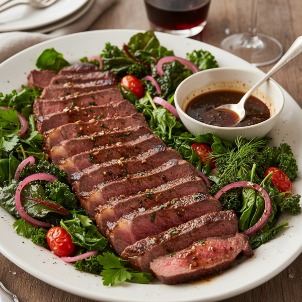 Tangy Steak and Greens Delight recipe